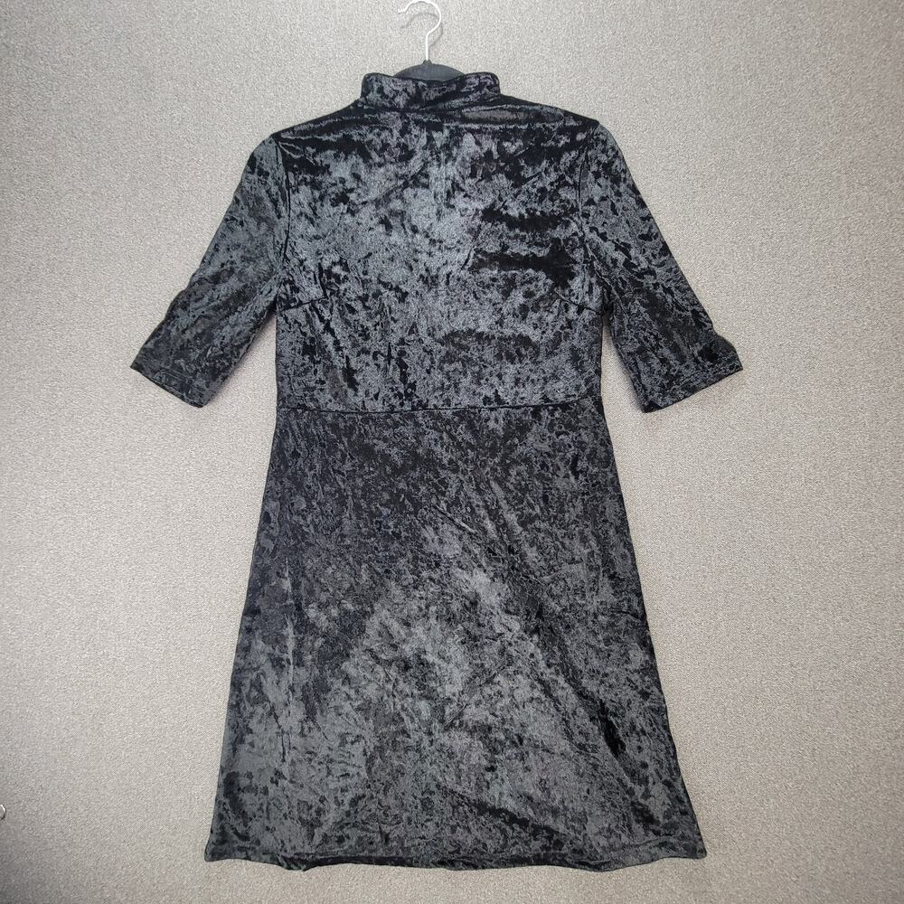 Therapy L Black Crush Velvet Mock Neck Dress Goth 90s